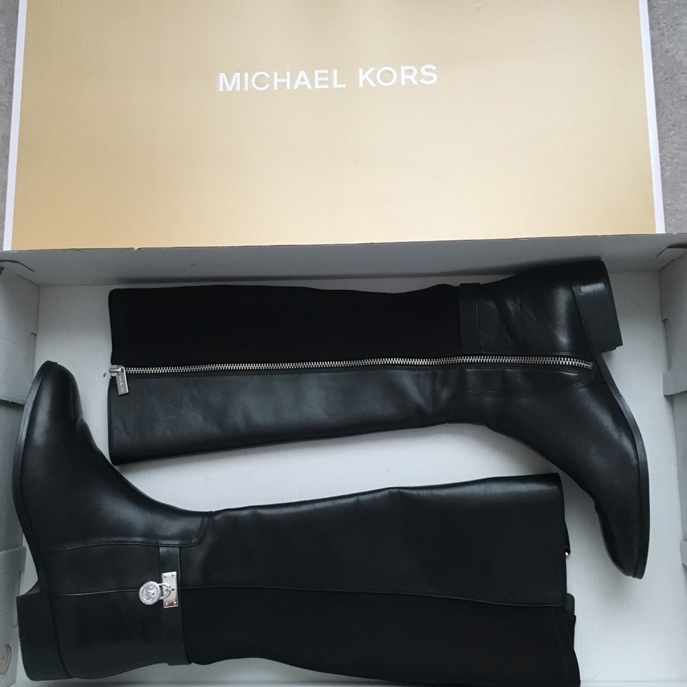 Micheal Kors Riding Boots in Black Leather